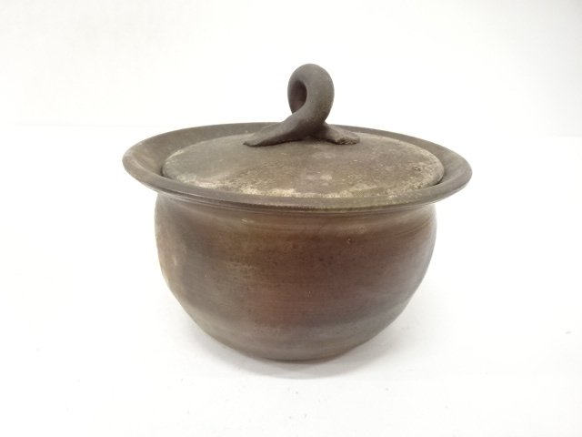作家物　備前焼　蓋物(保護箱付)